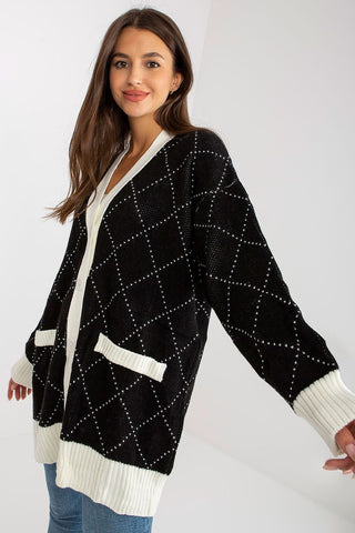 Rue Paris Argyle Oversized Cardigan