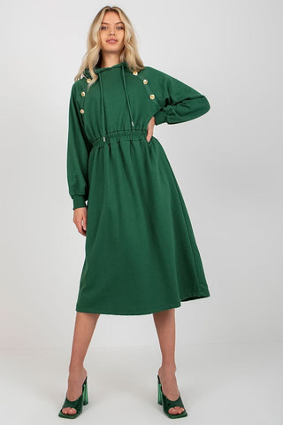 Relevance Button Accent Sweatshirt Midi Dress