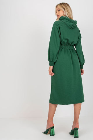 Relevance Button Accent Sweatshirt Midi Dress