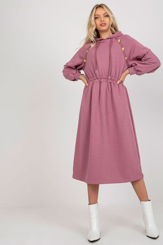 Relevance Button Accent Sweatshirt Midi Dress