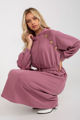 Relevance Button Accent Sweatshirt Midi Dress