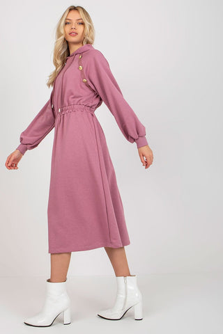 Relevance Button Accent Sweatshirt Midi Dress