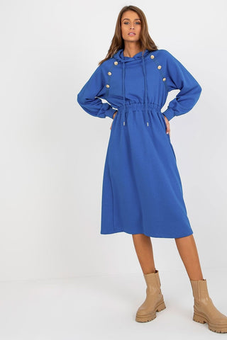 Relevance Button Accent Sweatshirt Midi Dress