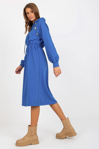 Relevance Button Accent Sweatshirt Midi Dress