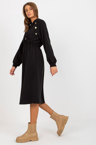 Relevance Button Accent Sweatshirt Midi Dress