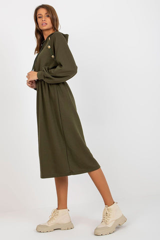 Relevance Button Accent Sweatshirt Midi Dress