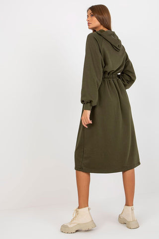 Relevance Button Accent Sweatshirt Midi Dress