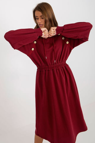 Relevance Button Accent Sweatshirt Midi Dress