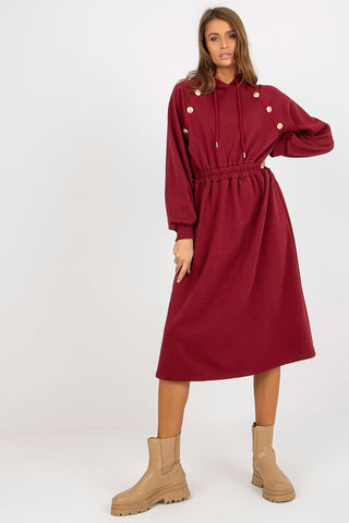 Relevance Button Accent Sweatshirt Midi Dress