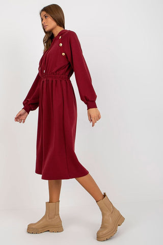 Relevance Button Accent Sweatshirt Midi Dress