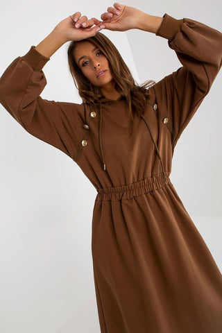 Relevance Button Accent Sweatshirt Midi Dress