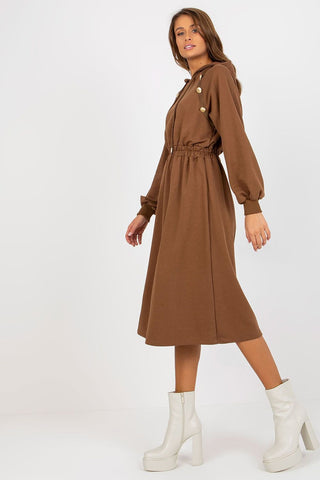 Relevance Button Accent Sweatshirt Midi Dress