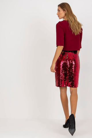 Lakerta Sequined Midi Skirt In Red - Hot Girl Apparel