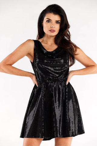 Awama Metallic Babydoll Mini Dress - Hot Girl Apparel