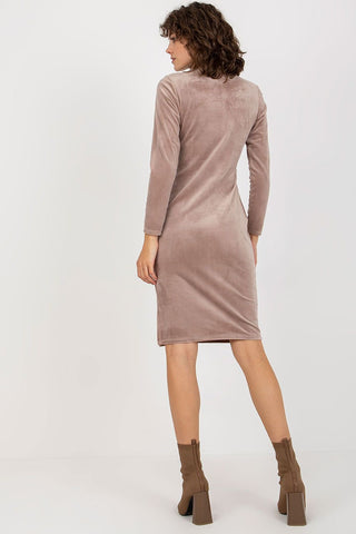 Rue Paris Velour Mock Neck Side Slit Midi Dress - Hot Girl Apparel