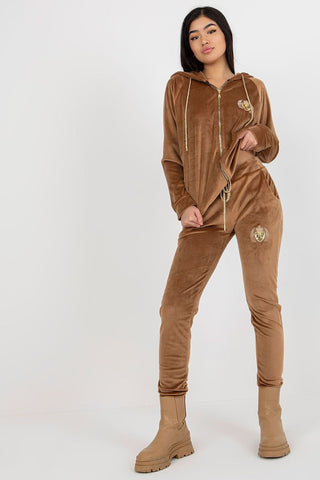 Relevance Embroidered Queen Velour Zip Up Hoodie and Jogger Set - Hot Girl Apparel