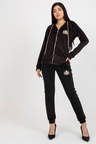 Relevance Embroidered Queen Velour Zip Up Hoodie and Jogger Set - Hot Girl Apparel