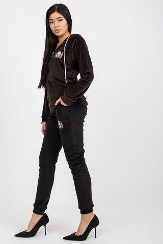 Relevance Embroidered Queen Velour Zip Up Hoodie and Jogger Set - Hot Girl Apparel