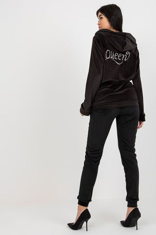 Relevance Embroidered Queen Velour Zip Up Hoodie and Jogger Set - Hot Girl Apparel