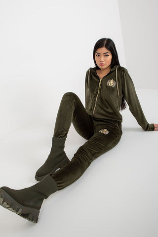 Relevance Embroidered Queen Velour Zip Up Hoodie and Jogger Set - Hot Girl Apparel