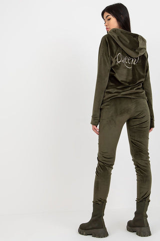 Relevance Embroidered Queen Velour Zip Up Hoodie and Jogger Set - Hot Girl Apparel