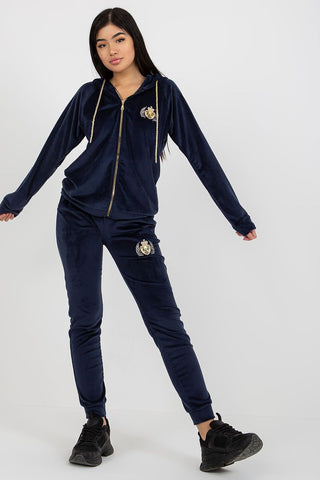 Relevance Embroidered Queen Velour Zip Up Hoodie and Jogger Set - Hot Girl Apparel