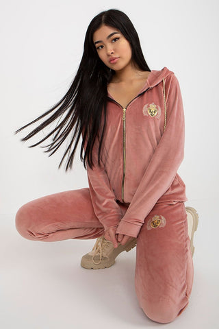 Relevance Embroidered Queen Velour Zip Up Hoodie and Jogger Set - Hot Girl Apparel