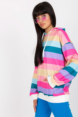 Rue Paris Colorful Striped Hoodie - Hot Girl Apparel