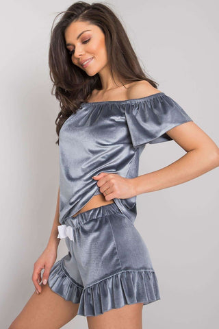 Rue Paris Velour Pajama Lounge Two Piece Set