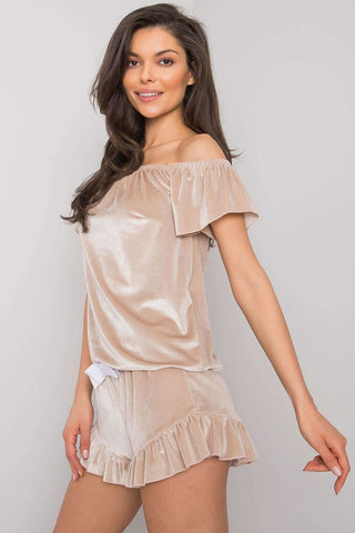 Rue Paris Velour Pajama Lounge Two Piece Set