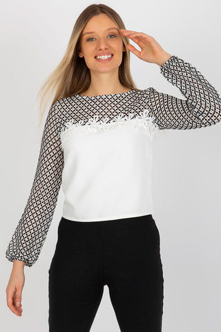 Lakerta Lace Top Long Sleeve Blouse In White - Hot Girl Apparel