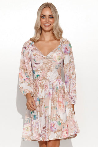 Makadamia Floral Cutout Long Sleeve Dress - Hot Girl Apparel