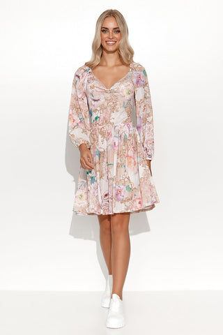 Makadamia Floral Cutout Long Sleeve Dress - Hot Girl Apparel