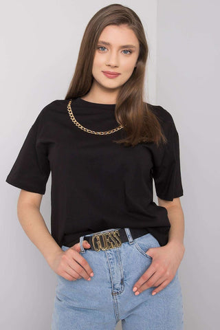 Rue Paris Chainlink Accent Cotton Tee