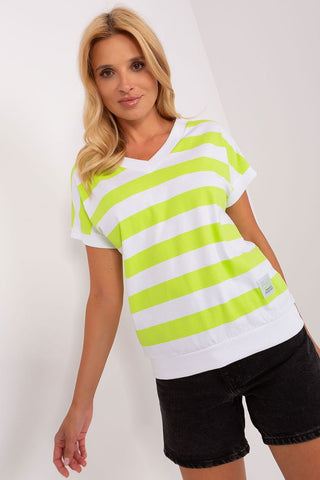 Relevance Striped V-Neck Cotton Women’s Tee - Hot Girl Apparel