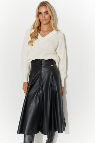 Makadamia Faux Leather Midi Skirt In Black - Hot Girl Apparel