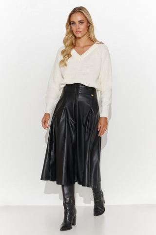 Makadamia Faux Leather Midi Skirt In Black - Hot Girl Apparel