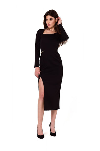 Makover Your Grace Chain Detail Long Sleeve Midi Dress