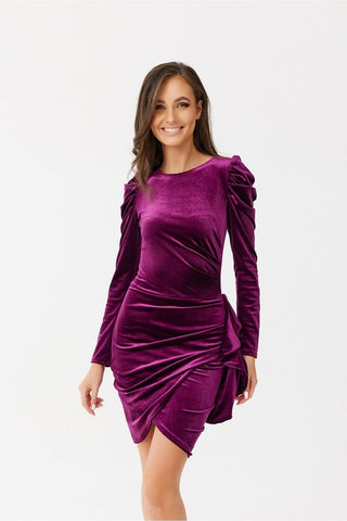 Roco Velour Ruffled Long Sleeve Mini Dress - Hot Girl Apparel