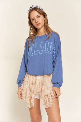 Hot Girl Hometown Terry Batwing Long Sleeve Top