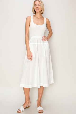 Hot Girl HYFVE Mixed Media Midi Tank Dress In White