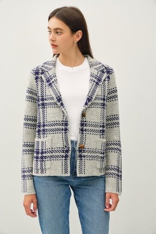 Hot Girl Be Cool Plaid Sweater Shacket In Grey