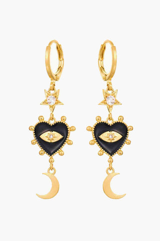 Hot Girl Black & Gold Evil Eye Drop Earrings - Hot Girl Apparel
