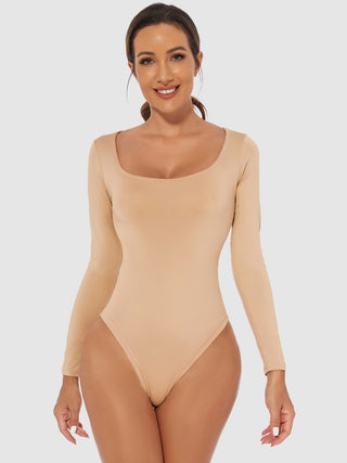 Hot Girl Scoop Neck Long Sleeve Bodysuit