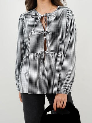 Hot Girl Bridget Bow Tied Long Sleeve Blouse