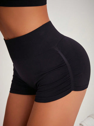 Hot Girl High Waist Active Shorts In Black