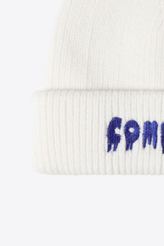 Hot Girl COME ON Embroidered Knit Beanie