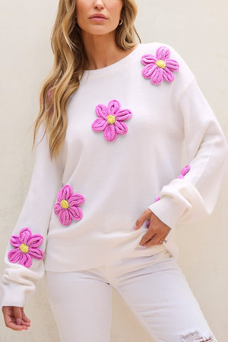 Hot Girl Crochet Flower Sweater