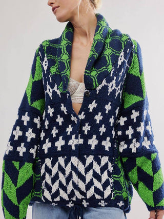 Hot Girl Geo Print Oversized Cardigan