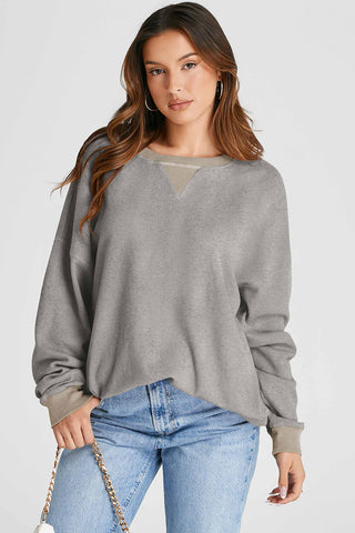 Hot Girl Waffle Knit Contrast Trim Sweatshirt